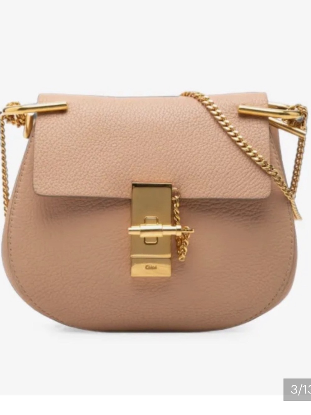 Chloe Small Drew Crossbody Bag in Nude Beige with Gold Hardware - Picture 1 of 7